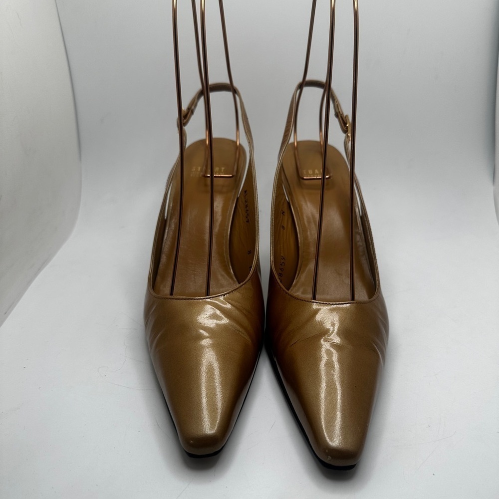 Vintage GOLD STUART 75 SLINGBACK PUMP pointed toe heel size 8 🌶️🔥💛🪙 - Picture 4 of 12